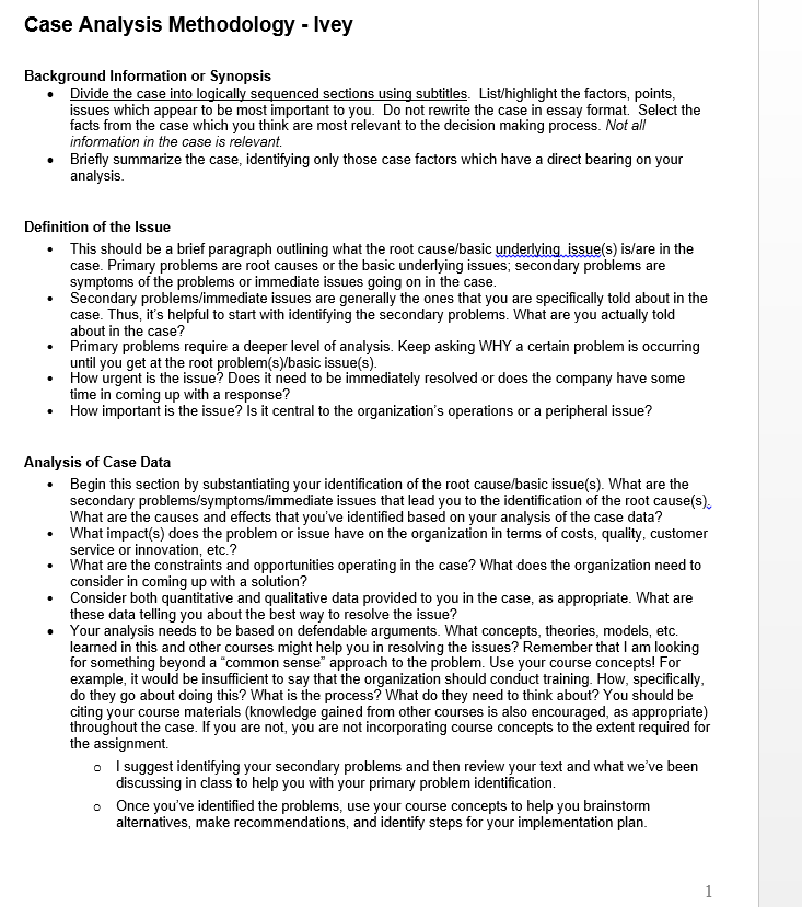 IVEY AS PER THE TEMPLATE AND SAMPLE ANSWER. PLEASE DO NOT GIVE