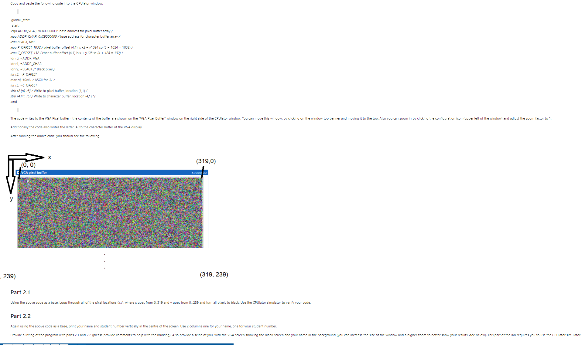 Copy and paste the following code into the CPUlator window: 1