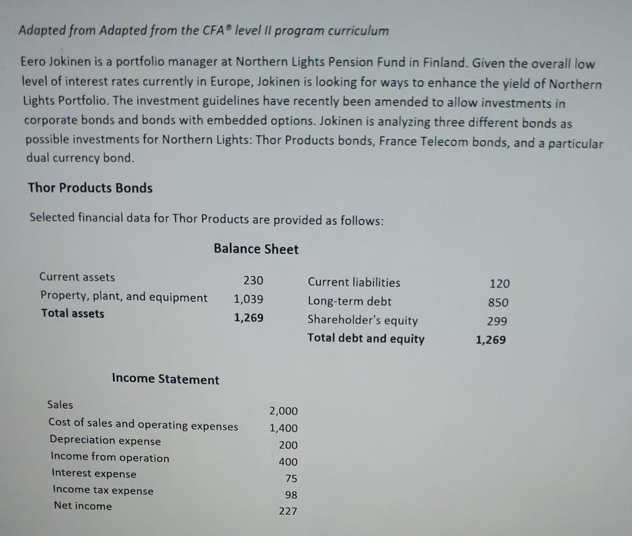  Adapted from Adapted from the CFA level Il program curriculum Eero