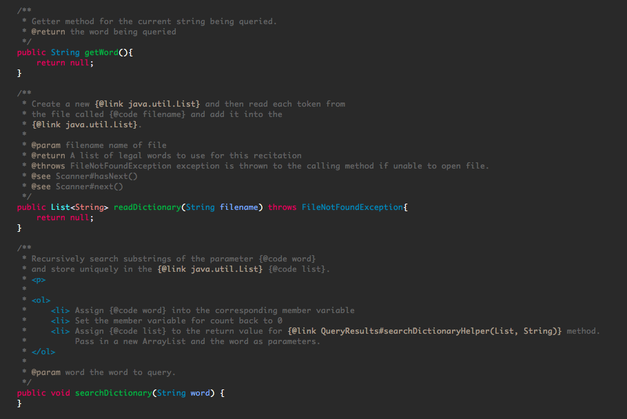 import java.util.List; import java.util.Scanner; public class QueryResults { // class variables go