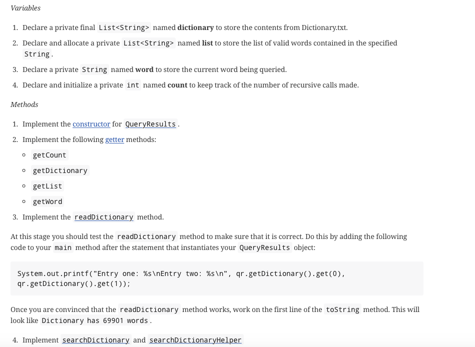 and list objects * @param filename name of the dictionary file *