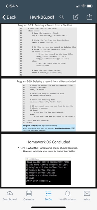 things We will re-write Programb-15 as a Module called Lestnomefirstinitial coffee records.py