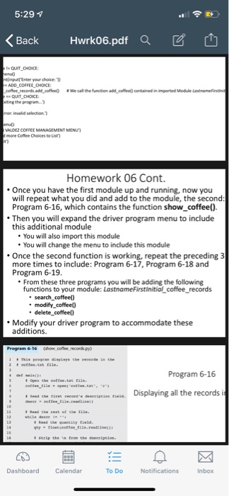 b-. nnises Modes. Program 6-15 Program 6-15 (add cofee record py) 2