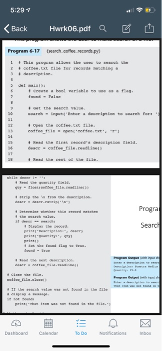 a File. Program 6-15 Results Dashboard Calendar To Do Notifications Inbox Program