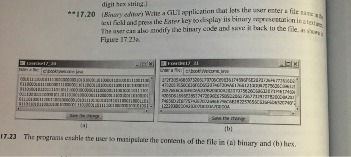  digit hex string.) (Binary editor) Write a GUI application that lets