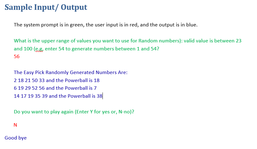 In Java, I'm supposed to have input from the user and output