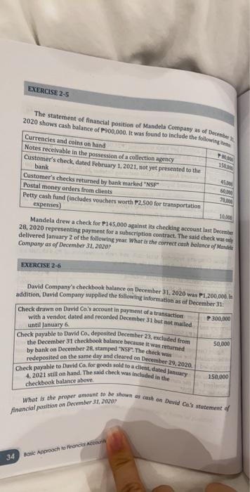 basic financial accounting EXERCISE 2-5 The statement of financial position of Mandela
