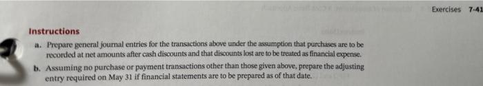 below are transactions related to Tom Brokaw, Inc. May 10 Purchased goods