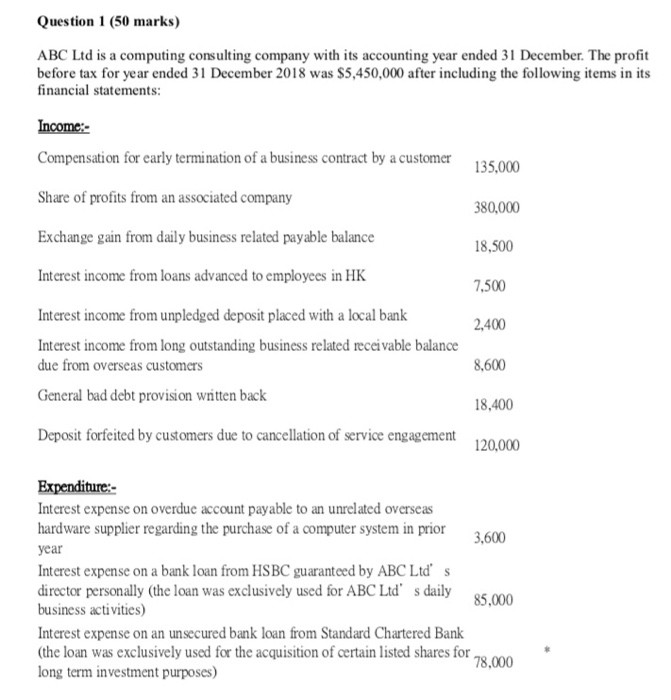 Question 1 (50 marks) ABC Ltd is a computing consulting company