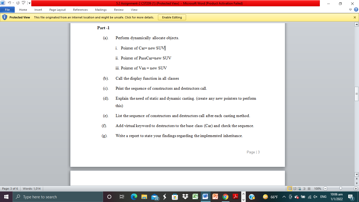 Write a C++ code to perform the following tasks WI- UABG 5.2