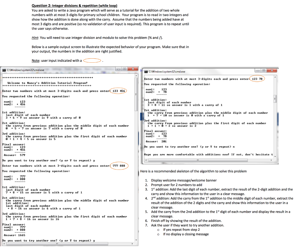  SIDE NOTE: PLEASE USE C++, thanks in advanced uestion 2: Integer