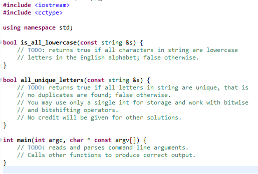 that determines if a string has all unique lowercase letters. 2. Problem