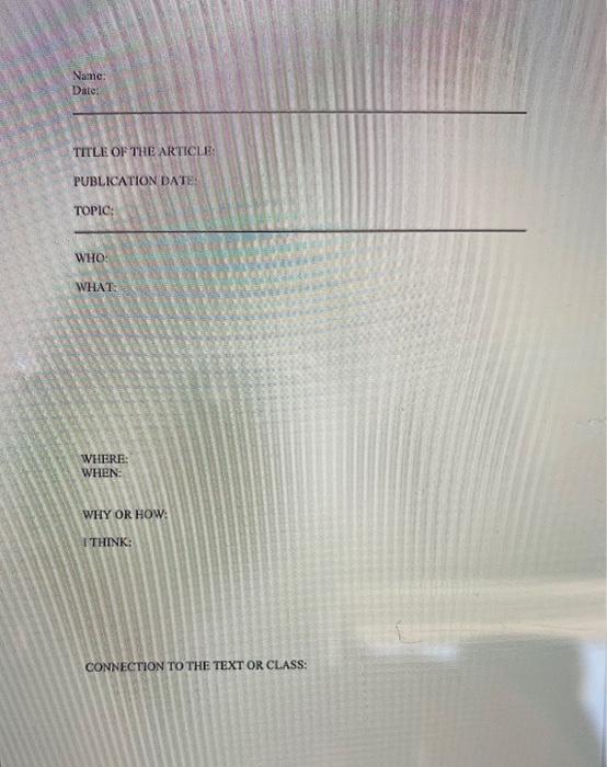 course content. You are required to find an article on anything Finance