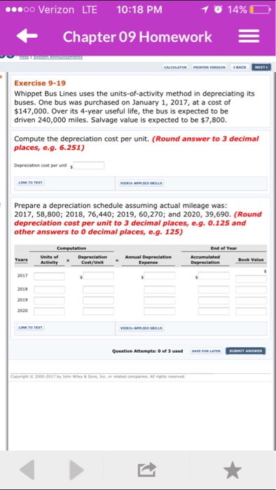  Whippet Bus Lines uses the units-of-activity method in depreciating its buses.