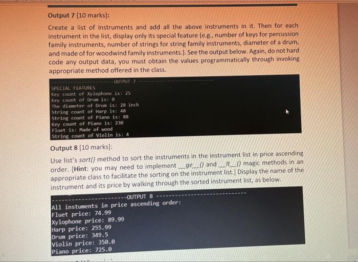 of musican instrumens: Output 7 [10 marks]: Create a list of instruments
