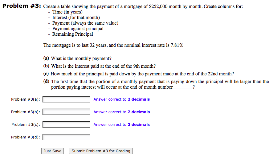 please show the excel reference Problem #3: Create a table showing the