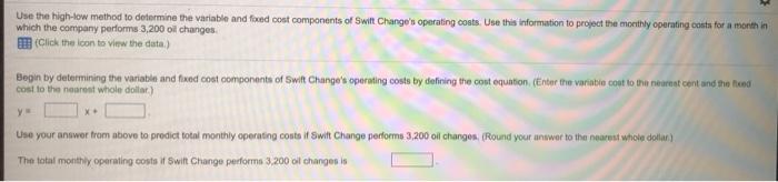  Use the high-low method to determine the variable and faxed cont