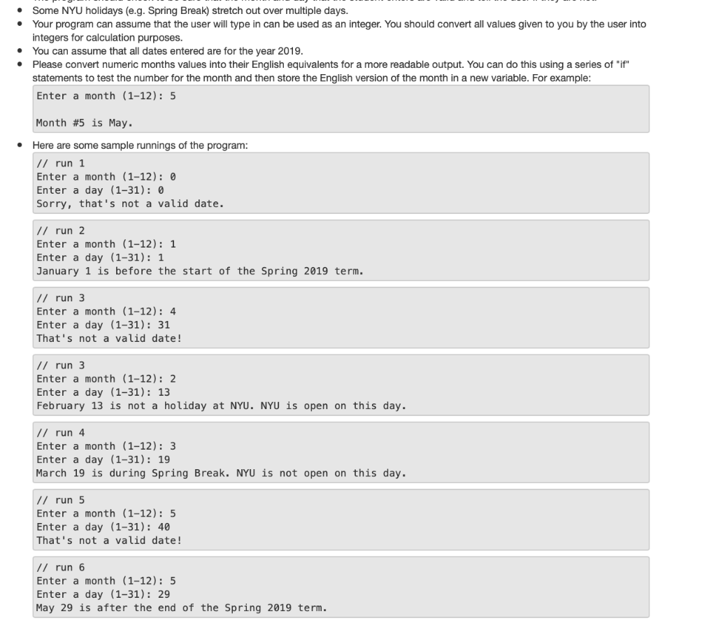 be able to tell a user whether s/he has the day off