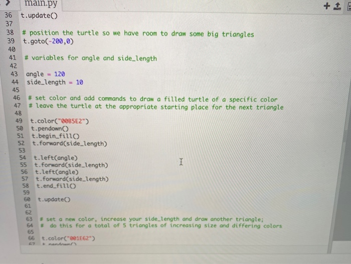 it in python, and the triangles that need to ascend from smaller