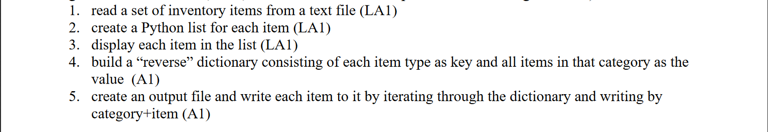 For Python 3.7+. 1. read a set of inventory items from a