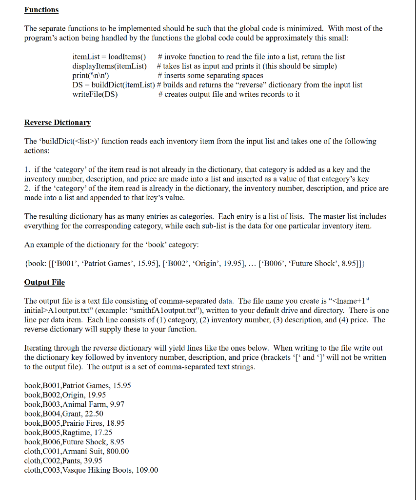 3. display each item in the list (LA1) 4. build a reverse