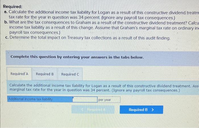 dividend Graham is the sole shareholder of Logan Corporation. For the past