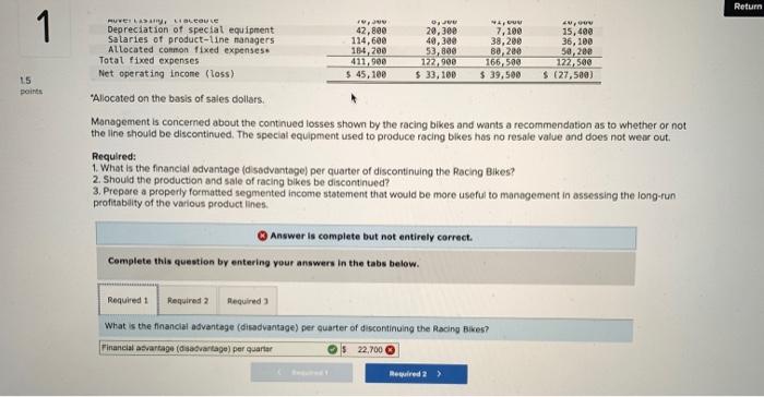 Retaining a Segment [LO11-2] The Regal Cycle Company manufactures three types of