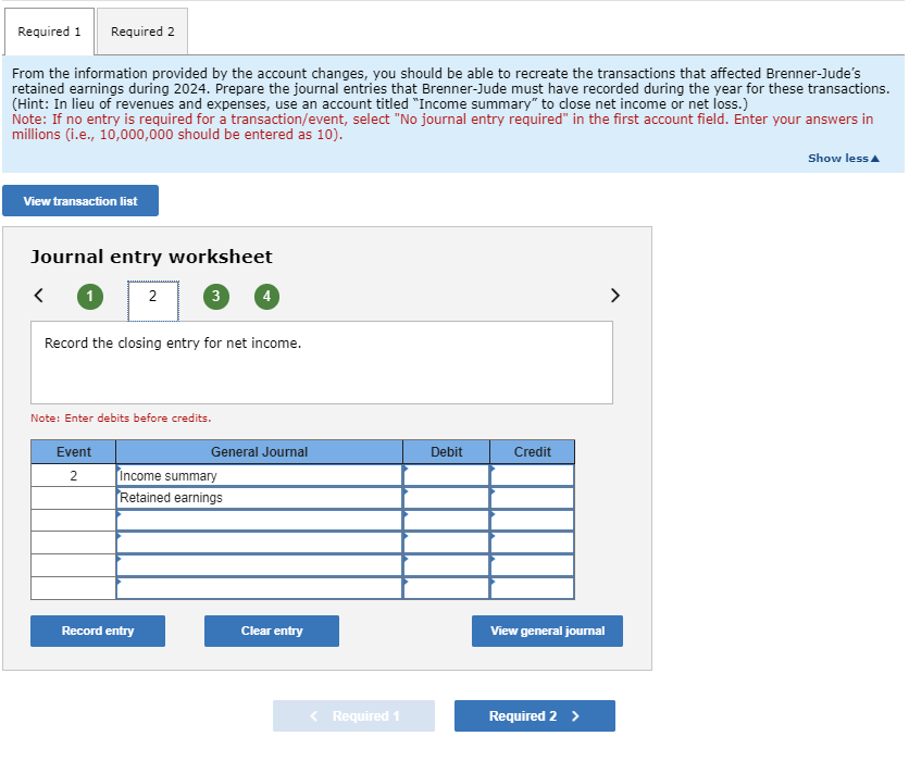 Prepare the journal entries that Brenner-Jude must have recorded during the year