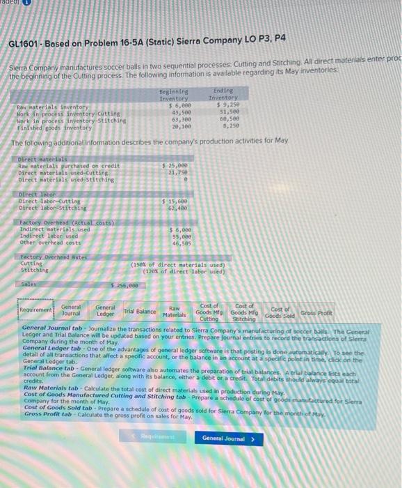 Sitching. All direct materials enter production at the beginning of the Cutting