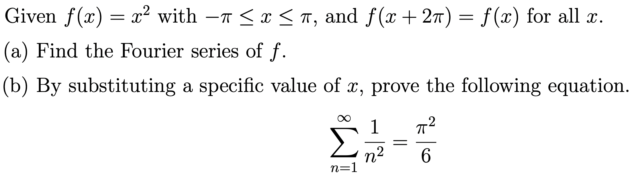  Given f(x) = x2 with -1