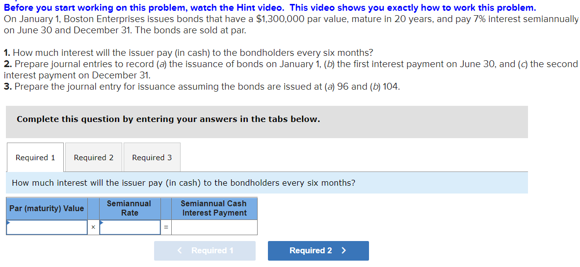  Before you start working on this problem, watch the Hint video.