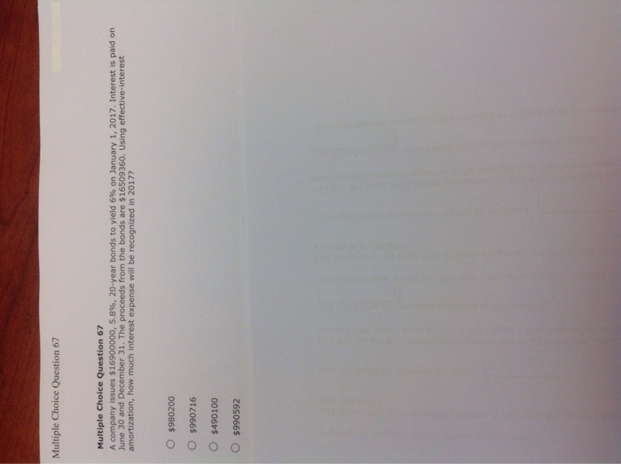  Multiple Choice Question 67 Multiple Choice Question 67 A company issues