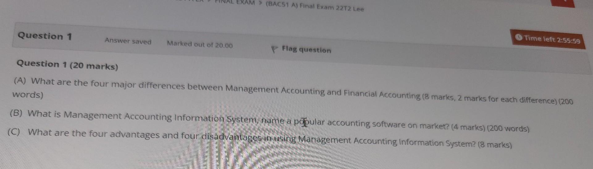  Question 1 (20 marks) (A) What are the four major differences