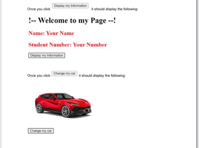 Welcome to my Page --! Display my Information Change my car Display