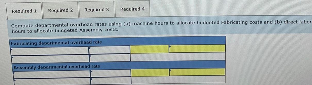 allocate budgeted Fabricating costs and (b) direct labor hours allocate budgeted Assembly