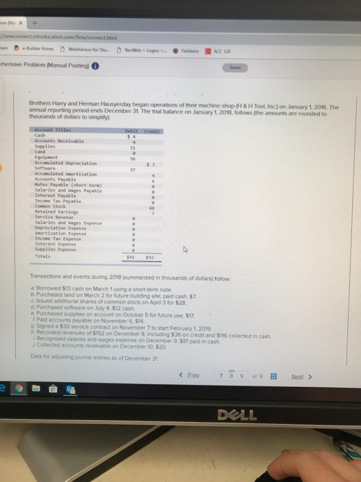  please help ehensive Problem (Manual Posting) Brothers Harry and Herman Hausyerday