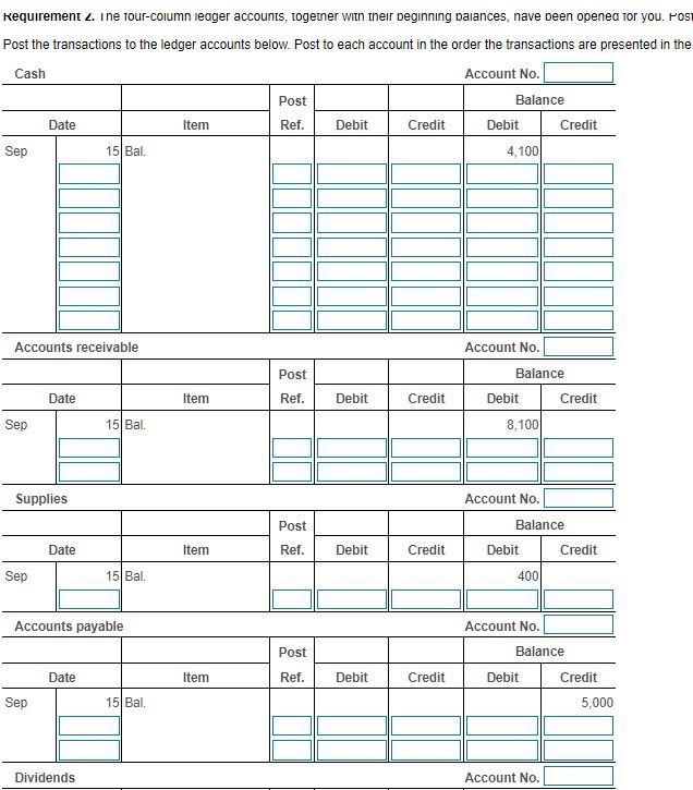 services provided. 23 Purchased supplies on account, $1,000. 25 Paid $1,600 in