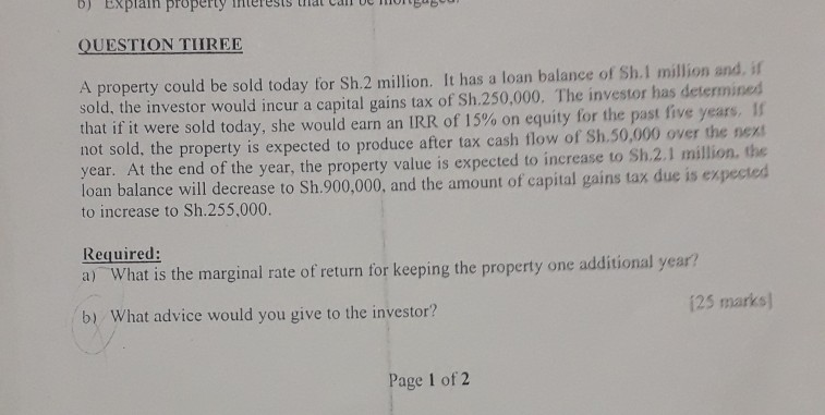 b) EXplain property nterests that caneos QUESTION TREE A property could