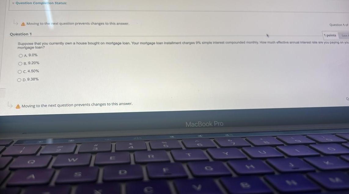 Question Completion Status Moving to the next question prevents changes to