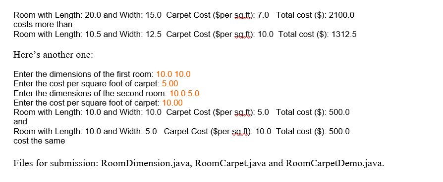 that aggregates the RogmCarpet class from the RoomDimension class -rOom: : double
