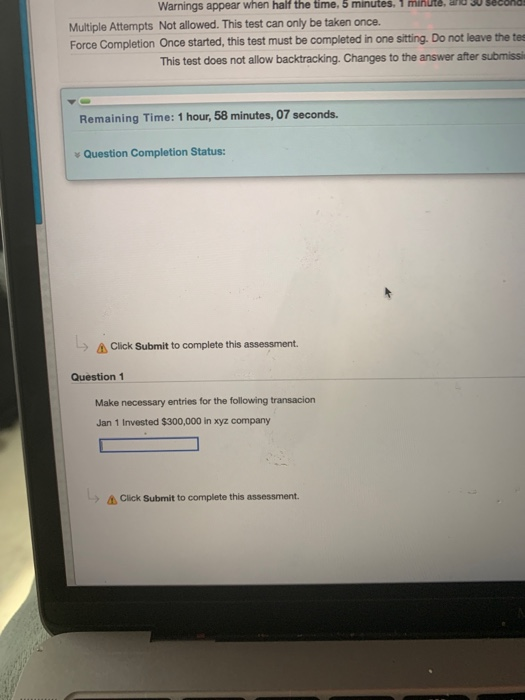  Warnings appear when half the time, 5 minutes, 1 minute Multiple