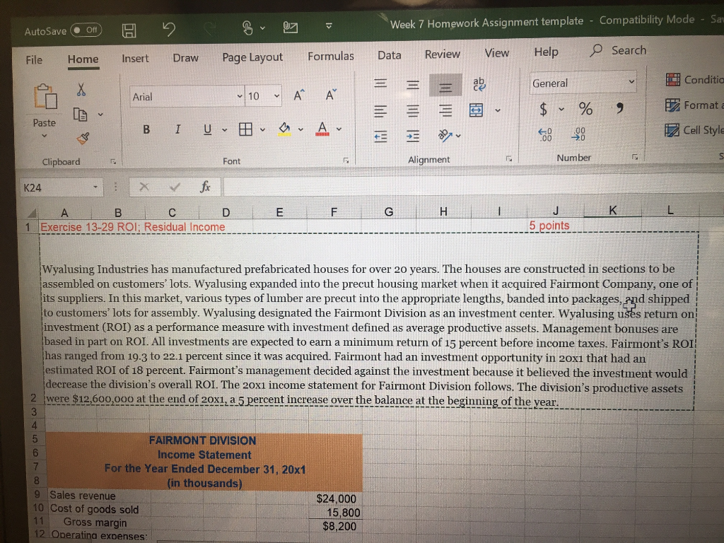 AutoSave Off H B e z - Week 7 Homework Assignment