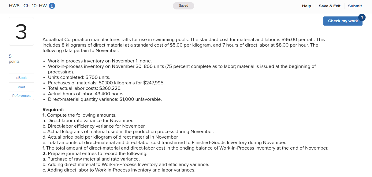 Please help! HW8 - Ch. 10: HW i Saved Help Save &