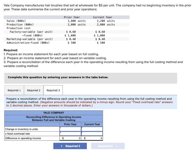 Ending Inventory Fixed Fixed Manufacturing Costs Sales Variable Variable Selling & Administrative