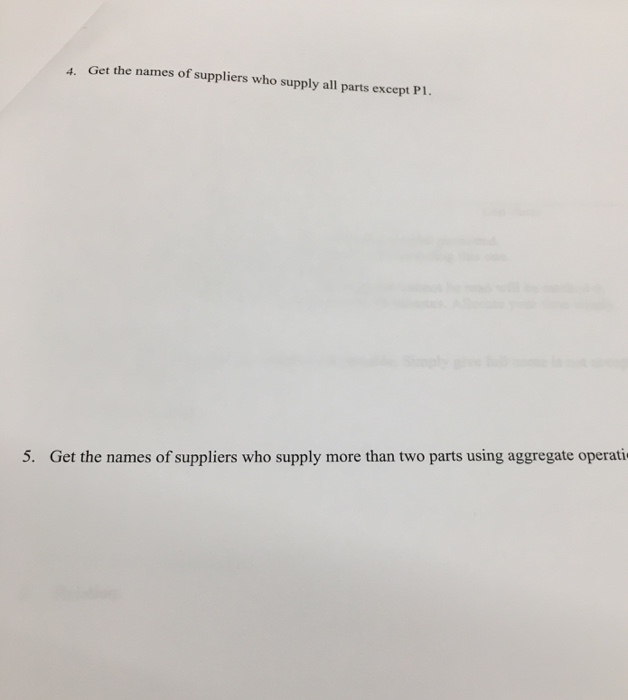 (50 marks) Consider the following Supplier-Part database with three tables Suppler, Part,