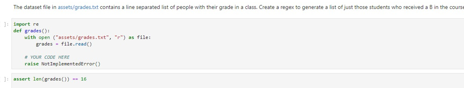  subject : Computer Science QUESTION : The dataset file in assets/grades.txt