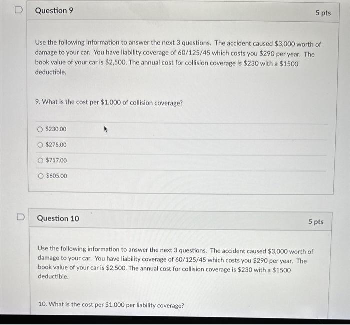 9 & 10 please Use the following information to answer the next