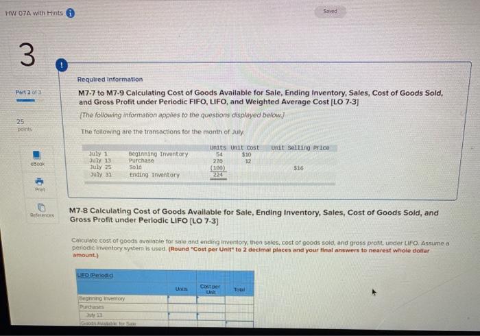  HW 07A with Hints Saved 3 ! Part 2013 25 points
