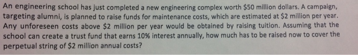  An engineering school has just completed a new engineering complex worth