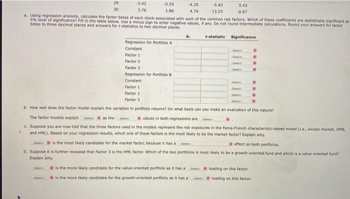 monthly excess returns to two different actively managed stock portfolios (A and